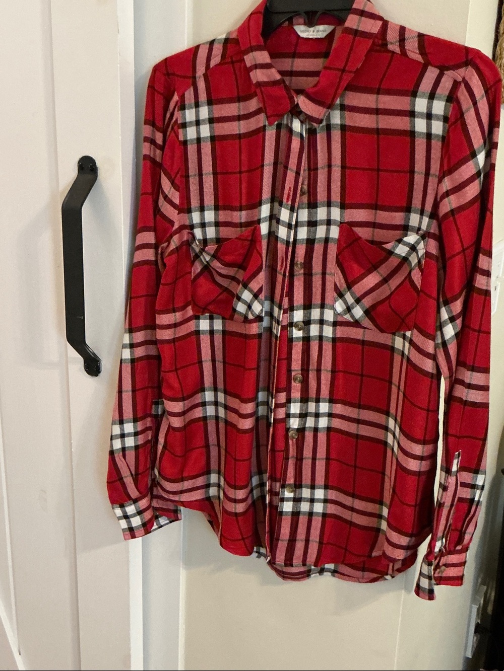 Lucky Brand Red Plaid Button-Up Blouse